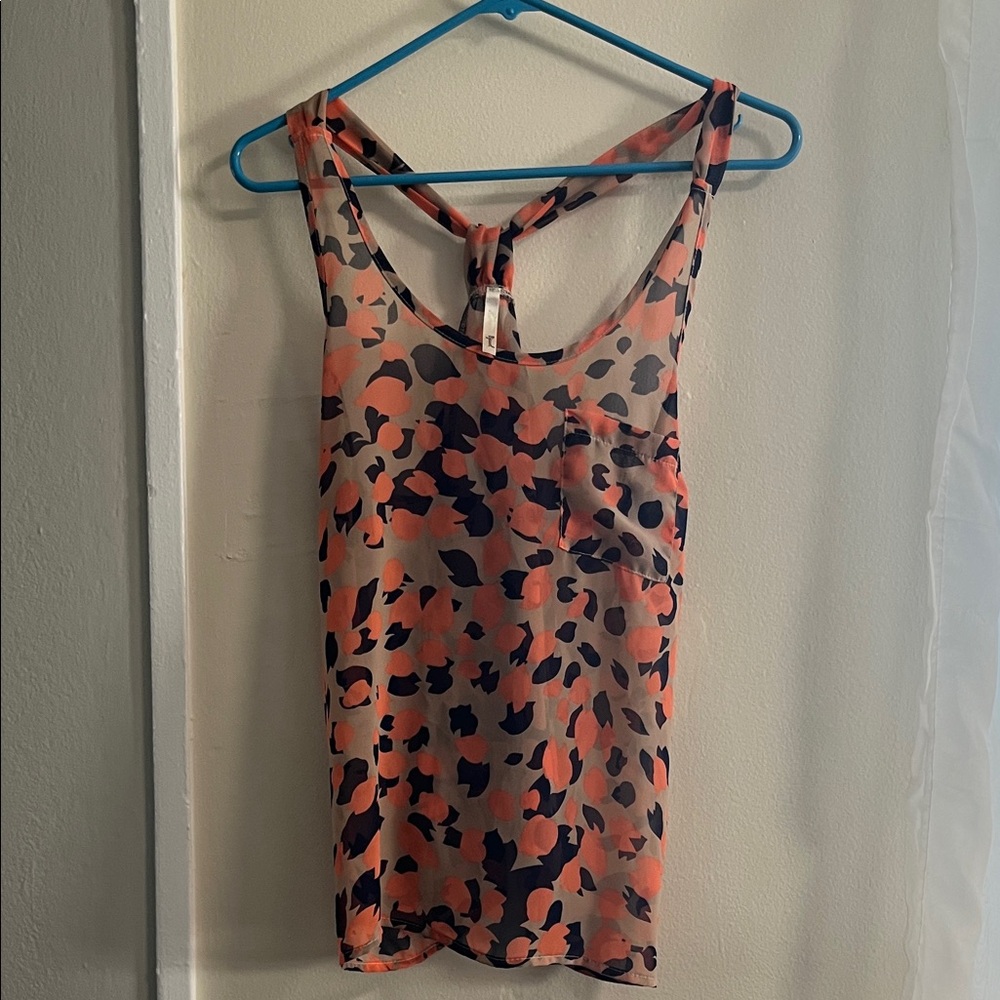 B Jewel Women's XS Sheer Racerback Tank Top - Pink and Black Pattern